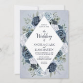Classic Dusty Blue Floral Kaart (Voorkant)