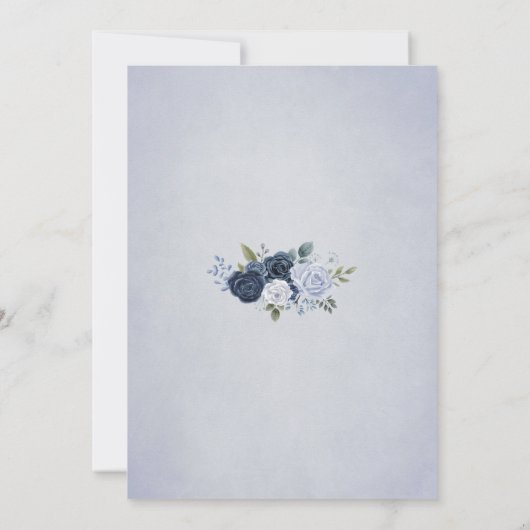 Classic Dusty Blue Floral Kaart (Achterkant)