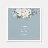 Classic Dusty Blue Floral Wedding Servet (Voorkant)