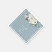 Classic Dusty Blue Floral Wedding Servet (Hoek)