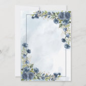 Classic Dusty Blue Gold Floral Waterverf Script Kaart (Achterkant)