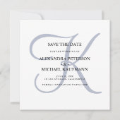 Classic Dusty Blue Monogram Save The Date (Voorkant)