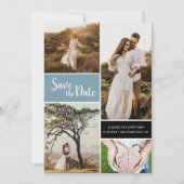 Classic Dusty Blue Photo Collage Wedding Save The Date (Voorkant)