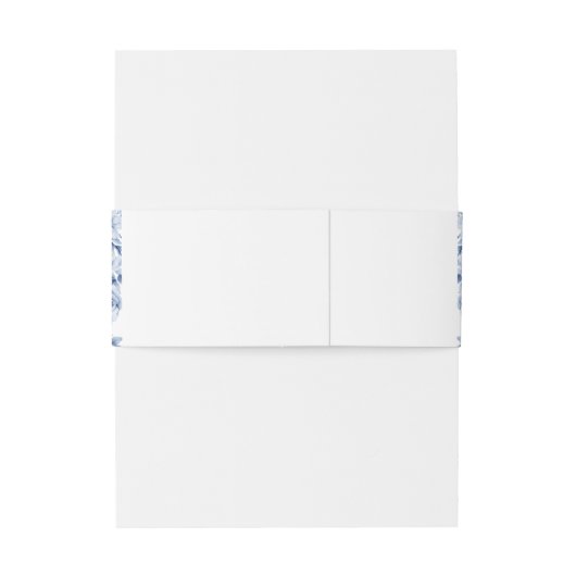 Classic Dusty Blue Rose Floral Wedding  Uitnodigingen Wikkel (Achterkant Voorbeeld)