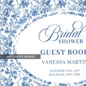 Classic Dusty Blue Toile Roses Bridal Shower Log Gastenboek