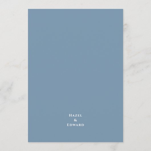 Classic Dusty Blue Waterverf Floral Wedding Menu (Achterkant)