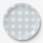 Classic Dusty Blue & White Gingham Check Papieren Bordje (Voorkant)