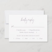 Classic Dusty Lila Elegant Wedding RSVP Kaartje (Achterkant)