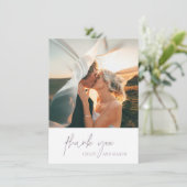 Classic Dusty Lila foto Elegant bruiloft Bedankkaart (Staand voorkant)