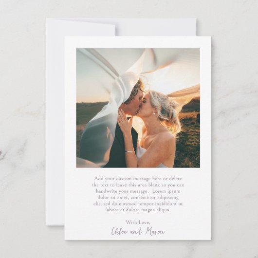 Classic Dusty Lila foto Elegant bruiloft Bedankkaart (Achterkant)