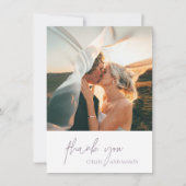 Classic Dusty Lila foto Elegant bruiloft Bedankkaart (Voorkant)