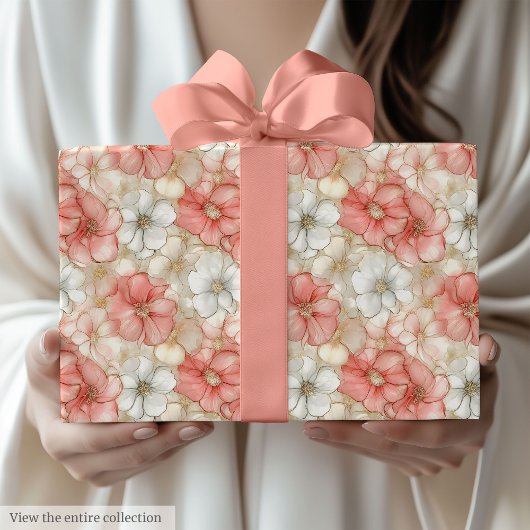 Classic dusty pink and gold 80th birthday wrap cadeaupapier