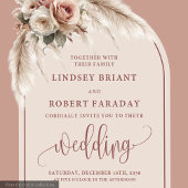 Classic Dusty Pink Pampas Floral Wedding Invites Kaart