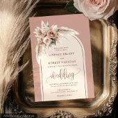 Classic Dusty Pink Pampas Floral Wedding Invites Kaart