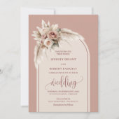 Classic Dusty Pink Pampas Floral Wedding Invites Kaart (Voorkant)