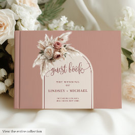 Classic Dusty Pink Pampas Grass Wedding Guest Book Gastenboek