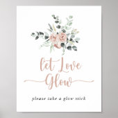 Classic Dusty Pink Rose Bloemen Laat Liefde Glow Poster