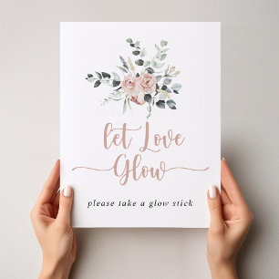 Classic Dusty Pink Rose Bloemen Laat Liefde Glow Poster