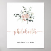 Classic Dusty Pink Rose Bloemen Photobooth Sign Poster (Voorkant)