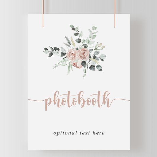 Classic Dusty Pink Rose Bloemen Photobooth Sign Poster
