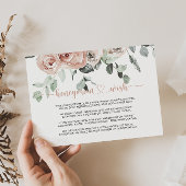 Classic Dusty Pink Rose Floral Honeymoon Wish Informatiekaartje