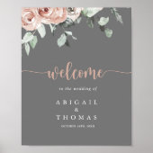 Classic Dusty Pink Rose Floral Wedding Welcome Poster (Voorkant)