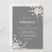 Classic Dusty Pink Rose Grey Baby shower Kaart (Voorkant)