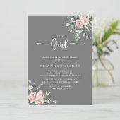 Classic Dusty Pink Rose Grey Het is een meisje Kaart (Staand voorkant)