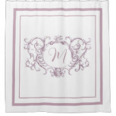 Classic dusty roink Border Script Monogram Douchegordijn (Voorkant)