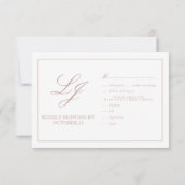 Classic Dusty Roos Calligraphy Monogram Weddenscha RSVP Kaartje (Achterkant)