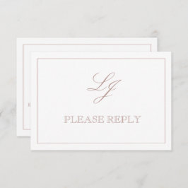 Classic Dusty Roos Calligraphy Monogram Weddenscha RSVP Kaartje