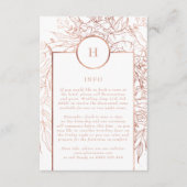Classic Dusty Roos Gold Monogram Wreatw Wedding Informatiekaartje (Voorkant)