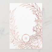 Classic Dusty Roos Gold Monogram Wreatw Wedding Kaart (Achterkant)