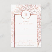 Classic Dusty Roos Gold Monogram Wreatw Wedding RSVP Kaartje (Voorkant)