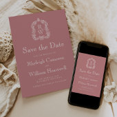 Classic Dusty Roos Monogram Crest Save The Date