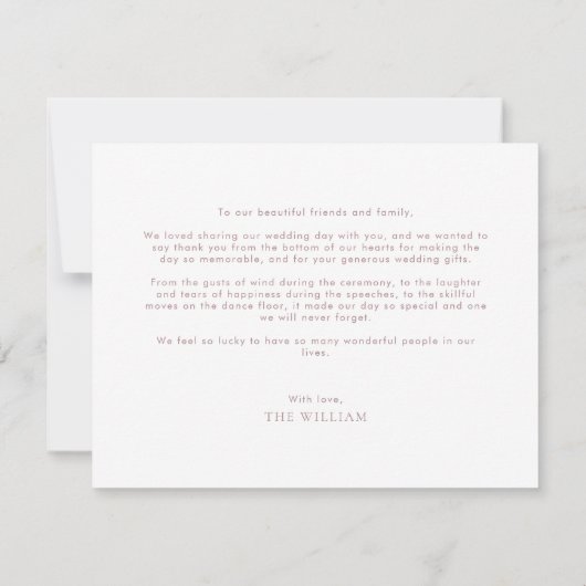 Classic Dusty Roos Romantische foto bruiloft Bedankkaart (Achterkant)