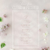 Classic Dusty Roos Script Monogram Weddenschap Acryl Uitnodigingen