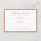 Classic Dusty Rose Border Script Wedding Details Informatiekaartje (Voorkant)