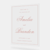 Classic Dusty Rose Border Script Wedding Welcome Acryl Bord (Hoek)
