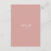 Classic Dusty Rose Monogram Script Wedding Details Informatiekaartje (Achterkant)