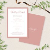 Classic Dusty Rose Monogram Script Wedding Details Informatiekaartje