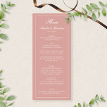 Classic Dusty Rose & White Border Script Wedding Menu<br><div class="desc">Add a touch of romantic elegance to your reception tables with our Classic Dusty Rose & White Border Script Wedding Menu. Featuring a soft dusty rose background, elegant white script, and a refined white border, this menu beautifully combines timeless style with sophisticated charm. Perfect for presenting your carefully selected wedding...</div>