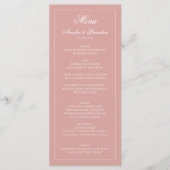 Classic Dusty Rose & White Border Script Wedding Menu (Voorkant)