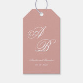 Classic Dusty Rose & White Monogram Script Wedding Cadeaulabel (Voorkant)