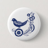 Classic Dutch Blue Delft Tile Bird Design Ronde Button 5,7 Cm (Voorkant)