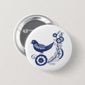 Classic Dutch Blue Delft Tile Bird Design Ronde Button 5,7 Cm (Voorkant /achterkant)