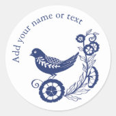 Classic Dutch Blue Delft Tile Bird Design Ronde Sticker (Voorkant)
