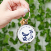 Classic Dutch Blue Delft Tile Bird Design Sleutelhanger (Hand)