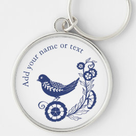 Classic Dutch Blue Delft Tile Bird Design Sleutelhanger