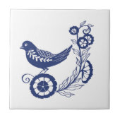Classic Dutch Blue Delft Tile Bird Design Tegeltje (Voorkant)